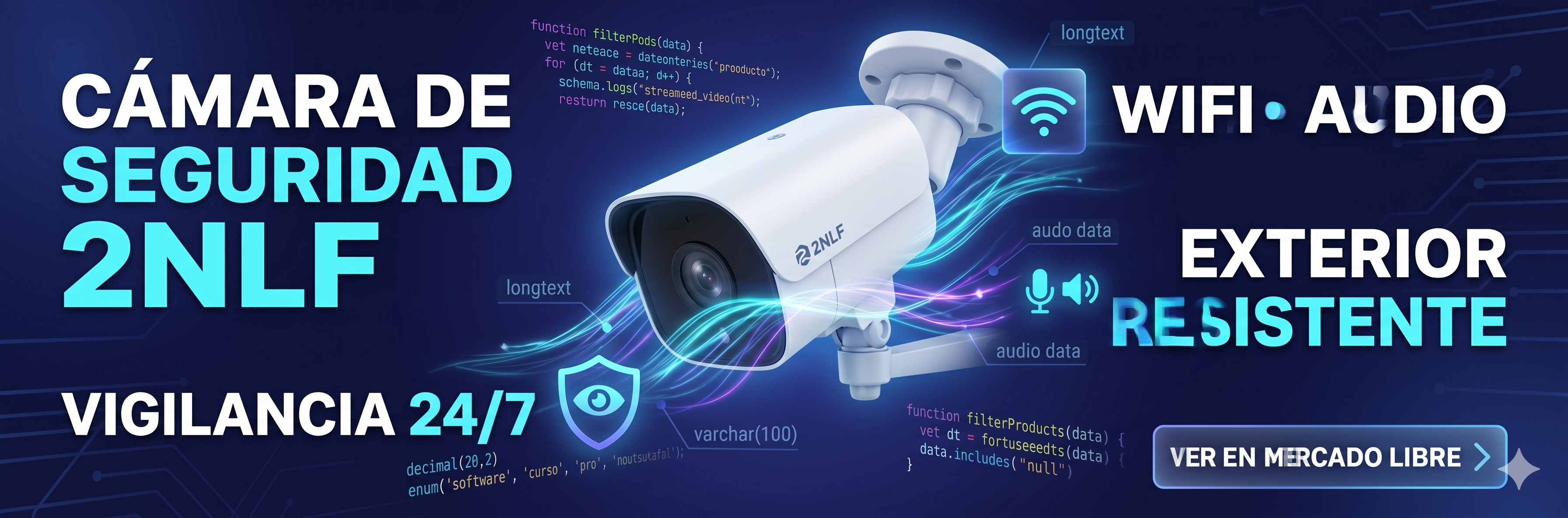 Cámara de Seguridad Exterior camaras vigilancia Wifi Audio Blanco