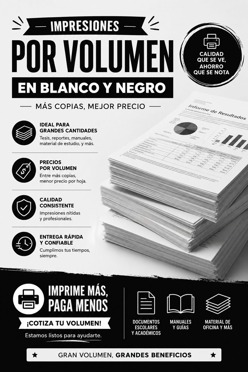 Impresión Blanco y Negro Carta/A4